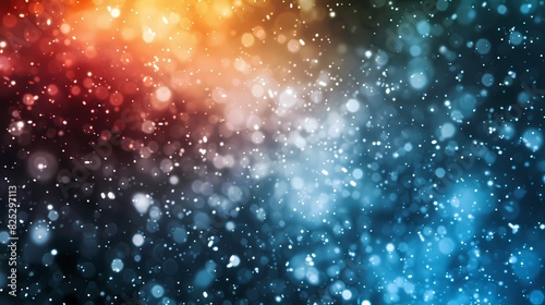 A scene of a particle snow, with a background of particles of matter and energy