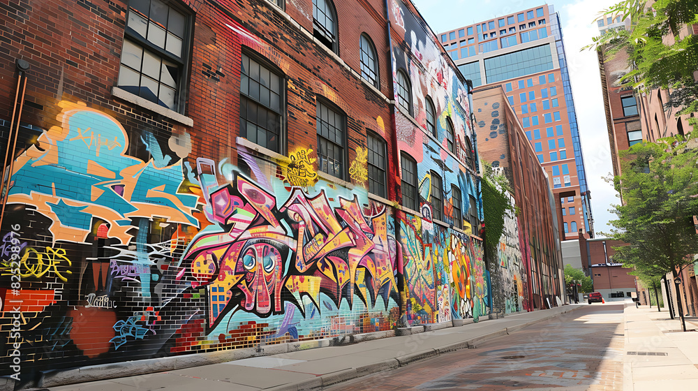 Fototapeta premium Graffiti art on the walls, decorations that create beauty for buildings