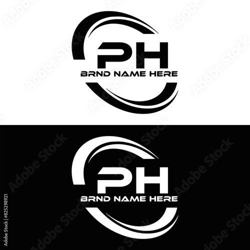 PH logo. P H design. White PH letter. PH, P H letter logo design. P H letter logo design in FIVE, FOUR, THREE, style. letter logo set in one artboard. P H letter logo vector design.