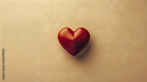 Red Heart Shaped Object on Beige Background