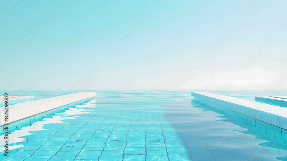 Tranquil Infinity Pool with Clear Sky Reflection, A tranquil infinity pool seamlessly blends with the clear sky, reflecting serene blue waters and creating an idyllic and peaceful atmosphere.