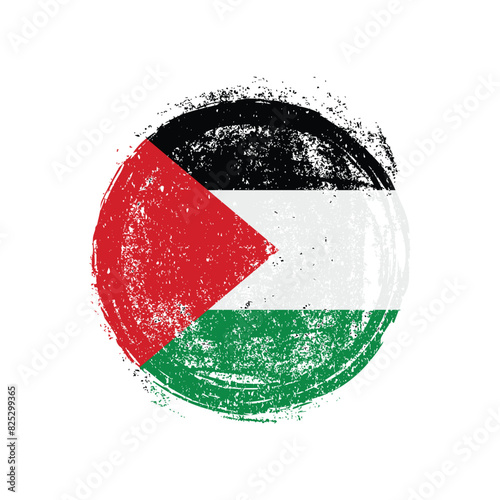Palestine flag circle grunge brush stroke