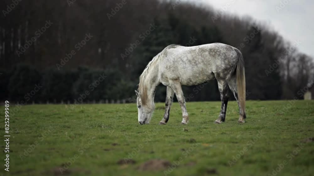 4K Ultra HD Video: White Horse Grazing in Grass 4K Ultra HD Video: White Horse Grazing in Grass