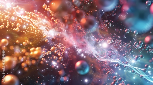 A scene of a particle spray, with a background of particles of matter and energy © Nature Lover