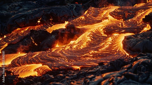 Lava flow from a volcanic eruption for nature and science themed designs
