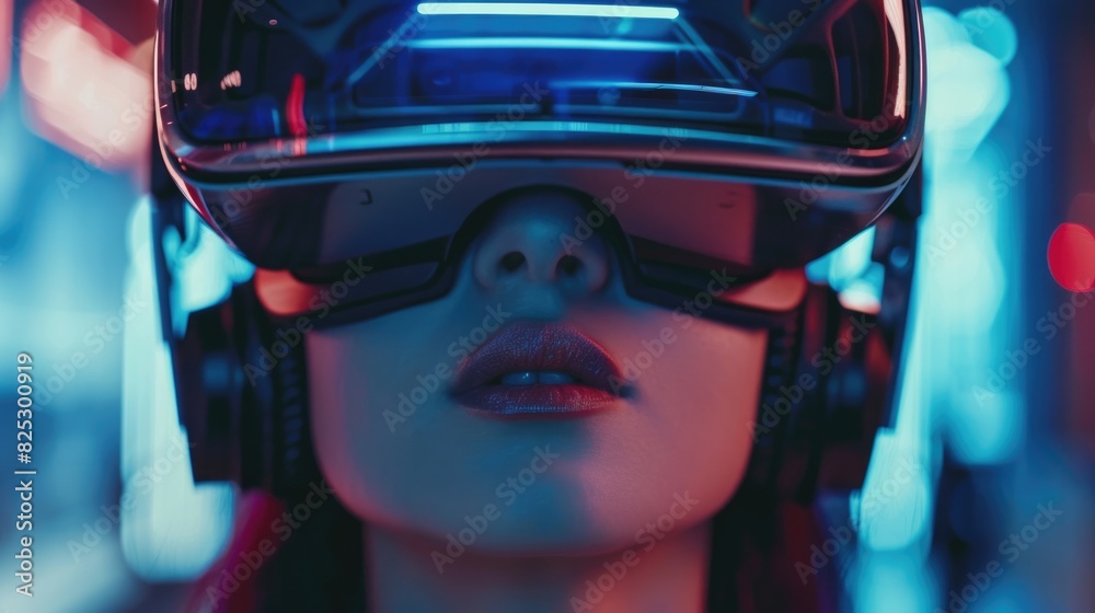 A close-up image of a person with a VR headset, emphasizing cutting-edge technology and a look of focus. A close-up image of a person with a VR headset, emphasizing cutting-edge technology and a look of focus.