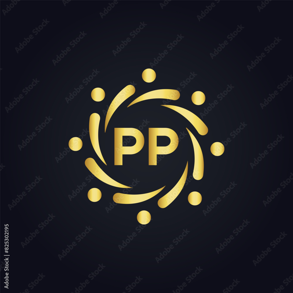 Obraz premium PP logo. P P design. White PP letter. PP, P P letter logo design. P P letter logo design in FIVE, FOUR, THREE, style. letter logo set in one artboard. P P letter logo vector design.