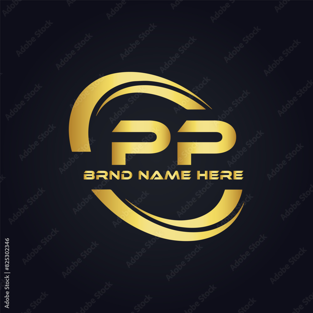 Obraz premium PP logo. P P design. White PP letter. PP, P P letter logo design. P P letter logo design in FIVE, FOUR, THREE, style. letter logo set in one artboard. P P letter logo vector design.