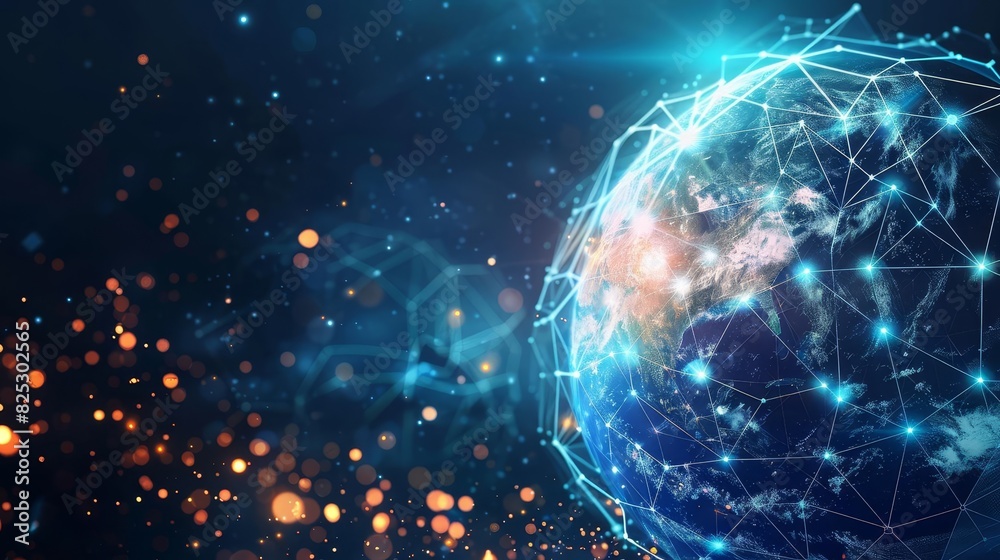 Fototapeta premium glowing digital globe representing global connectivity and highspeed data transfer technology concept