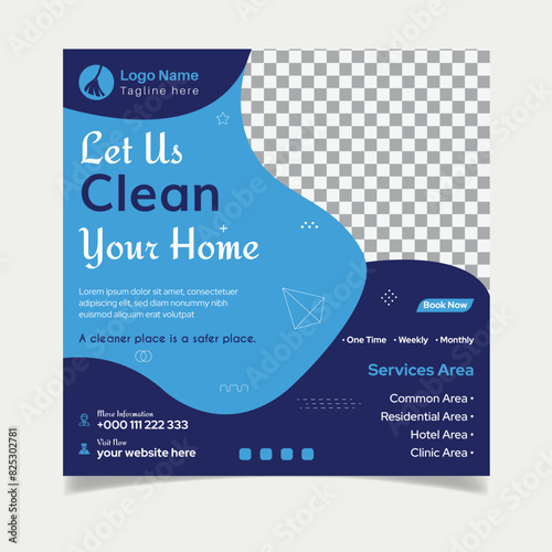 Cleaning service template for social media post design