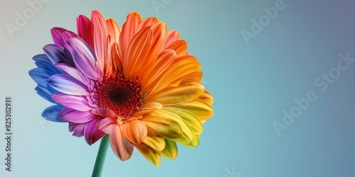 Vibrant Rainbow Flower Blossoming in Negative Space