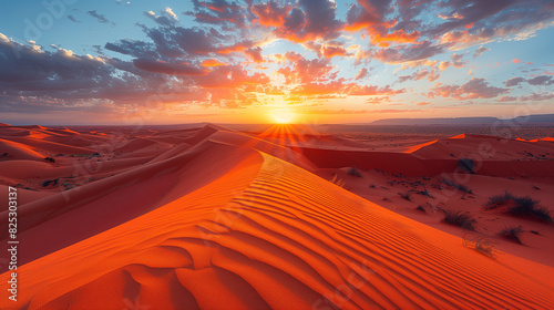 Dramatic sunsets over desert landscapes