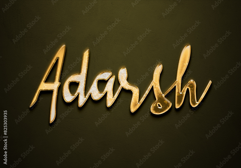 Old gold text effect of Hindi name Adarsh with 3D glossy style Mockup. Old gold text effect of Hindi name Adarsh with 3D glossy style Mockup.