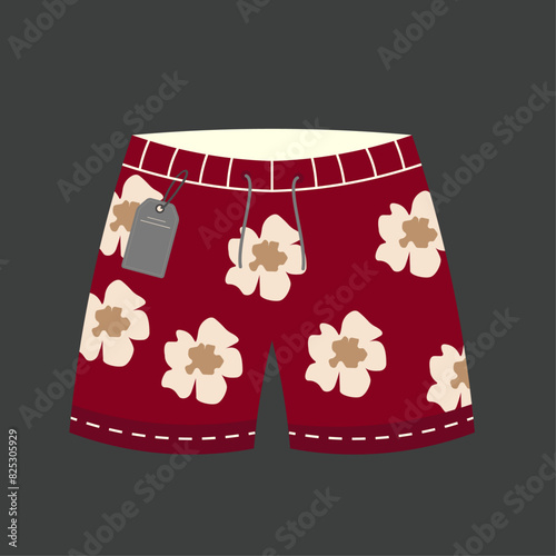 Illustration At Flowers Patterned Swim Shorts 
