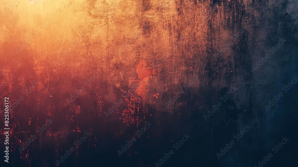 Obraz premium grungy abstract background with grainy noise texture and warm color gradient shining bright light effect