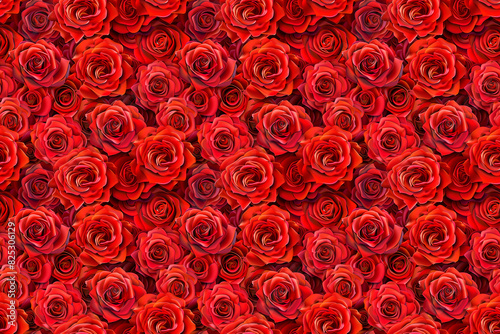 Seamless pattern with vibrant red roses on a dark background  perfect for romantic and elegant floral designs and Valentine s themes