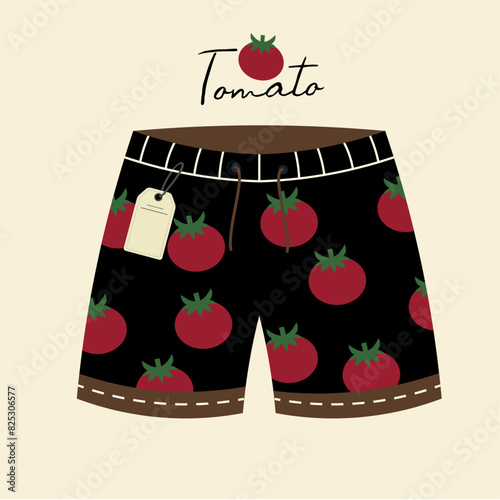 Illustration At Tomato Patterned Swim Shorts