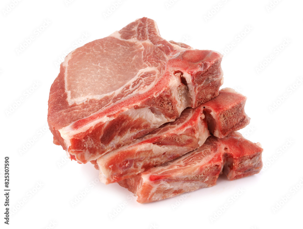 Three pork entrecote isolated on a white background. Three pork entrecote isolated on a white background.