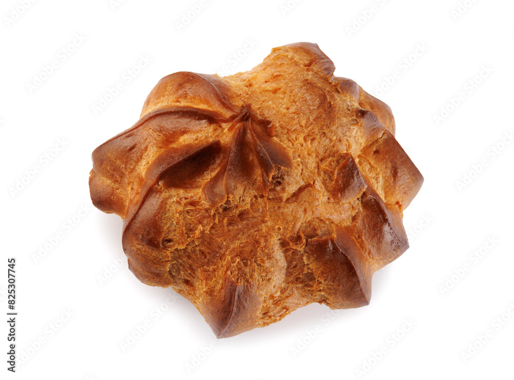 Single profiterole isolated on a white background. Mini eclair on white.