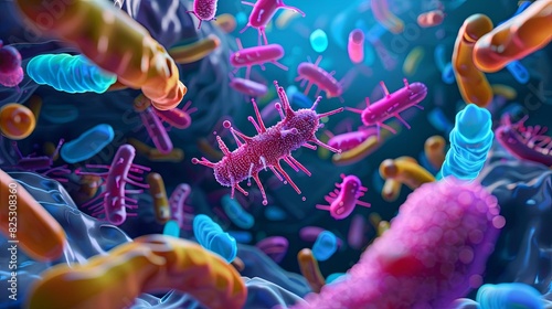 healthy human gut microbiome preventing leaky gut syndrome conceptual medical illustration photo