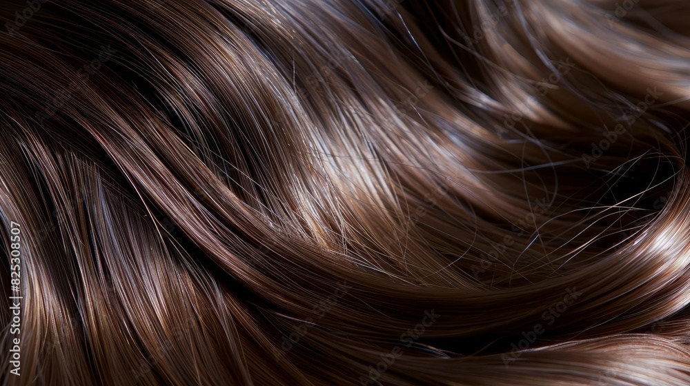 Naklejka premium healthy shiny brown hair of aged model for hair care products