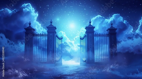 heavenly pearly gates classic interpretation of gateway to heaven glowing ethereal entrance religious concept illustration
