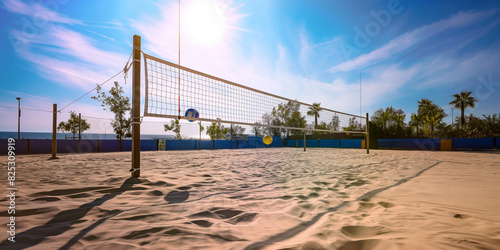 beach volleyball court on a sunny summer day