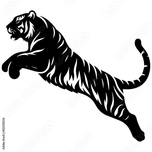 Fotografi Tiger Head Vector Illustration for Tattoos, Wildlife Art, and Animal Mascots