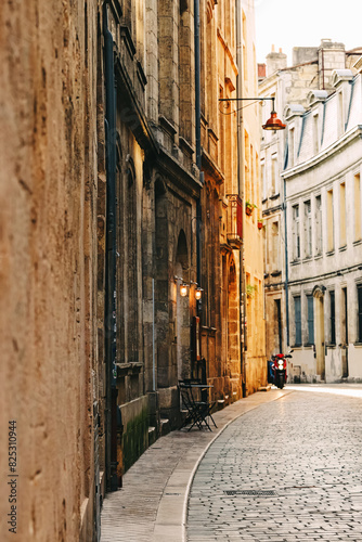 Old scenic street in sunset light in Bordeaux  France