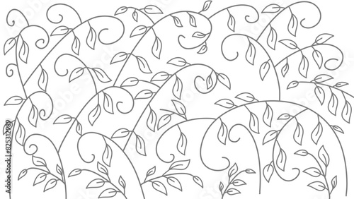 Wallpaper Mural Hand drawn of branch and leafe. Silhouttebranches with leafes decoration. Branches leafes frame and background. Torontodigital.ca