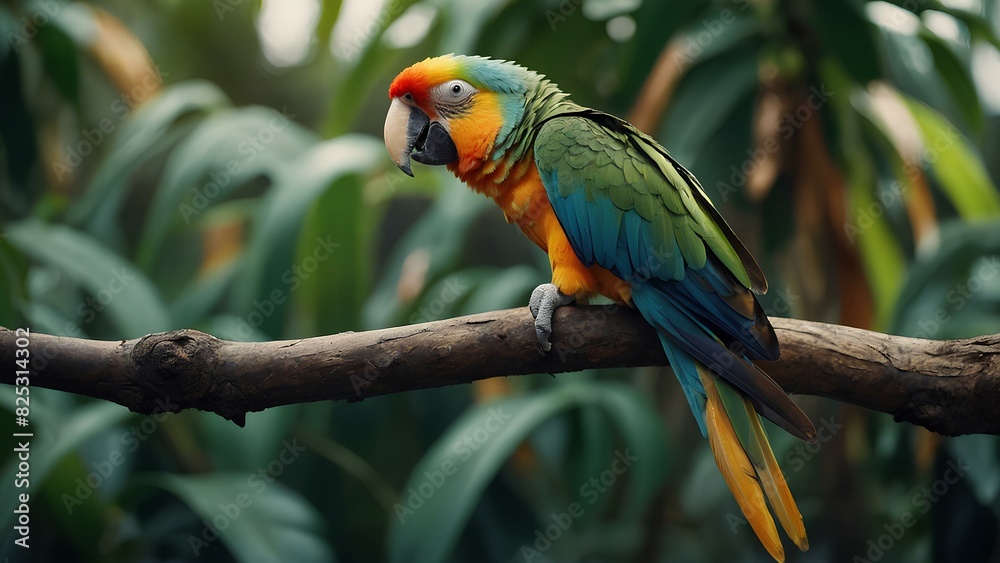 Obraz premium Beautiful parrot on a tree branch 
