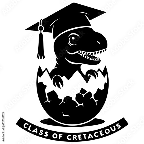 Dinosaur Graduation Vector Illustration for Class of 2024, Cute Dino Graduate Design