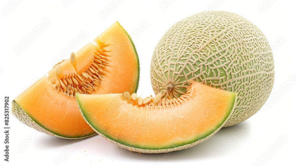 singe cantaloupe melon isolated on white background . Generative Ai singe cantaloupe melon isolated on white background . Generative Ai