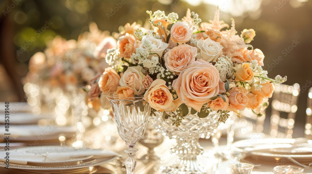 wedding centerpieces, the wedding decor is elevated with sophisticated crystal vases and fresh blooms as elegant table centerpieces, exuding a touch of refinement wedding centerpieces, the wedding decor is elevated with sophisticated crystal vases and fresh blooms as elegant table centerpieces, exuding a touch of refinement