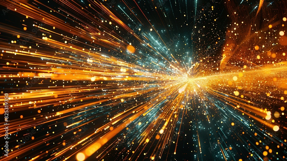 Naklejka premium Abstract technology background showcasing high speed global data transfer, ultra-fast broadband connections, digital explosion, and cyber tech motion.