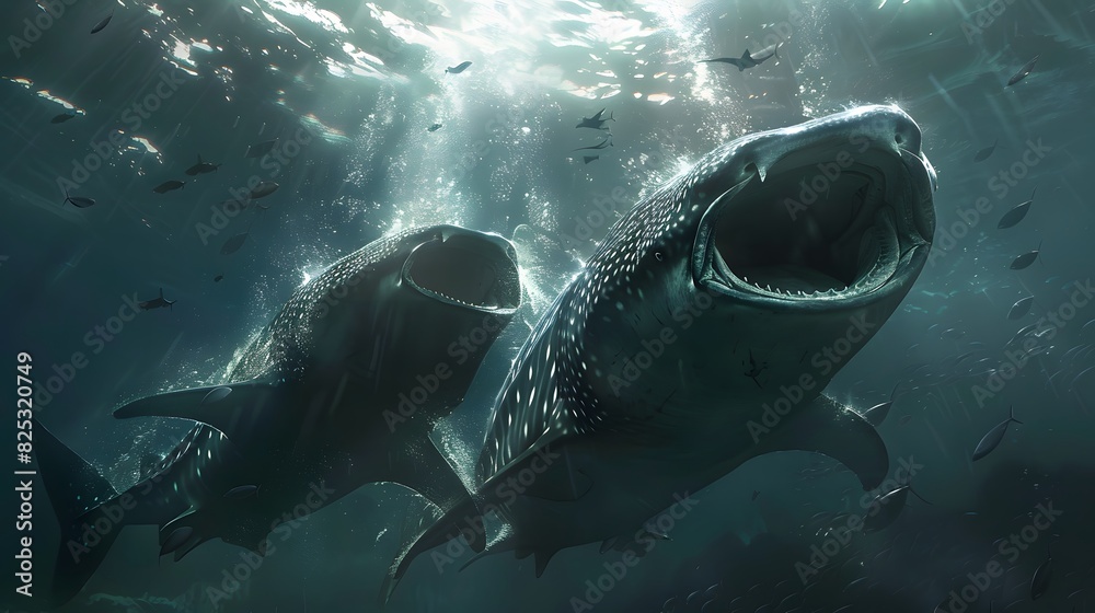 Fototapeta premium Underwater fish nature animal illustration water reef background.