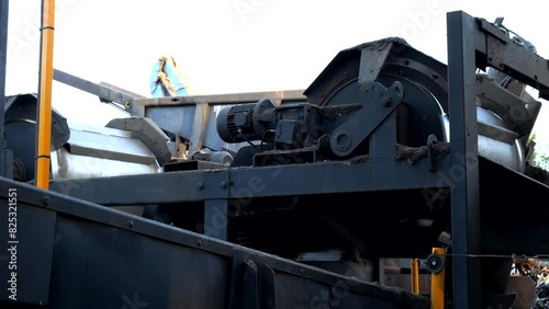 Wallpaper Mural Working car shredder machine, close-up of two sorting drums Torontodigital.ca