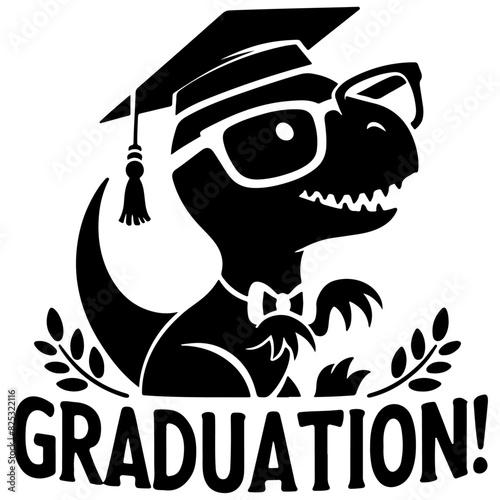 Dinosaur Graduation Vector Illustration for Class of 2024, Cute Dino Graduate Design