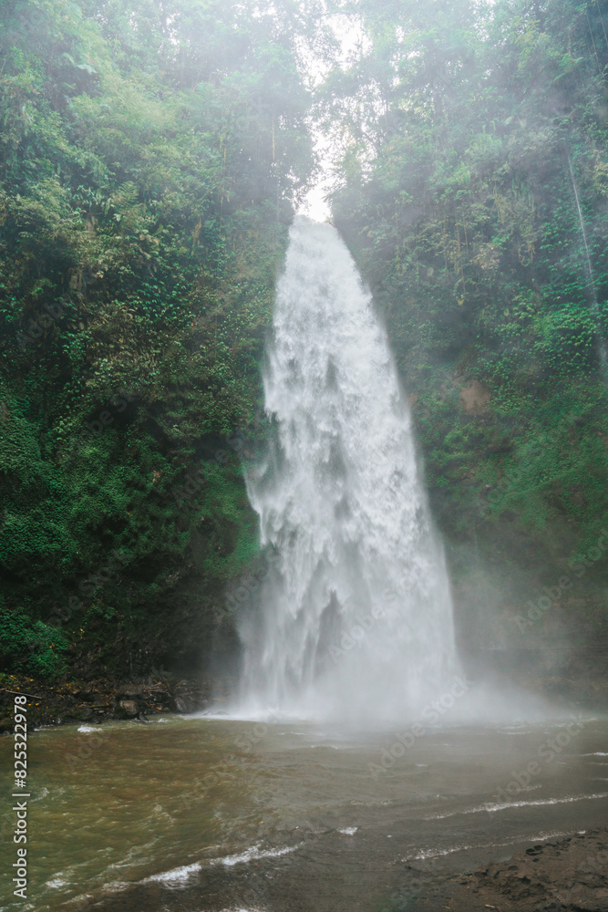 Aerial view of scenic tropical waterfall Aerial view of scenic tropical waterfall