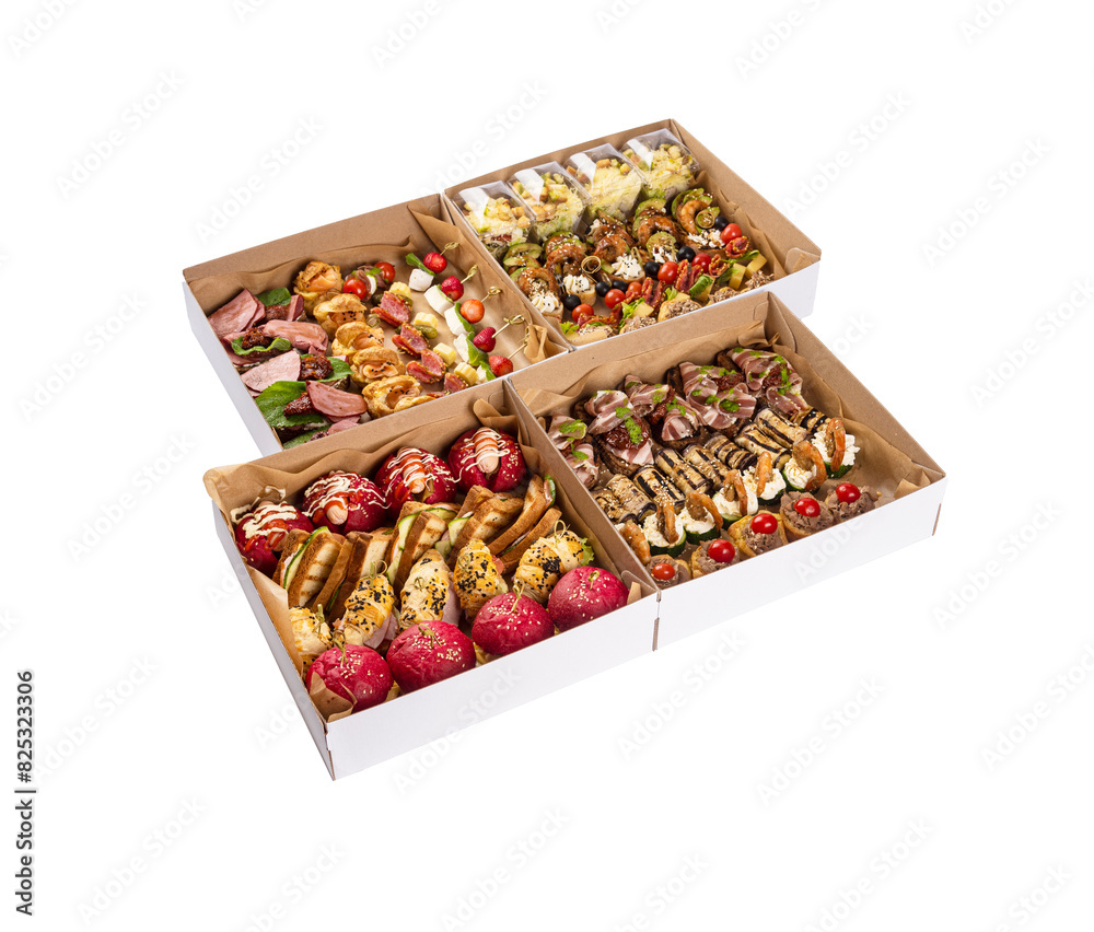 Snack box. Foodobx. Gastrobox. Catering. Appetizer. Isolated Snack box. Foodobx. Gastrobox. Catering. Appetizer. Isolated