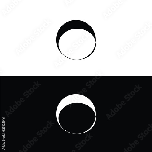 Black and white vector icon logo . Circle silhouette design