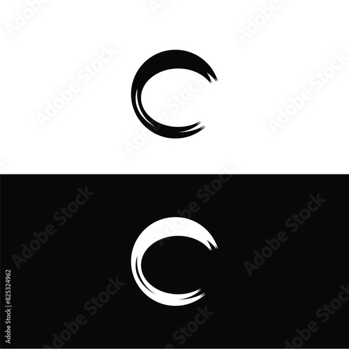Black and white circle vector logo template design . Circle vector logo template design