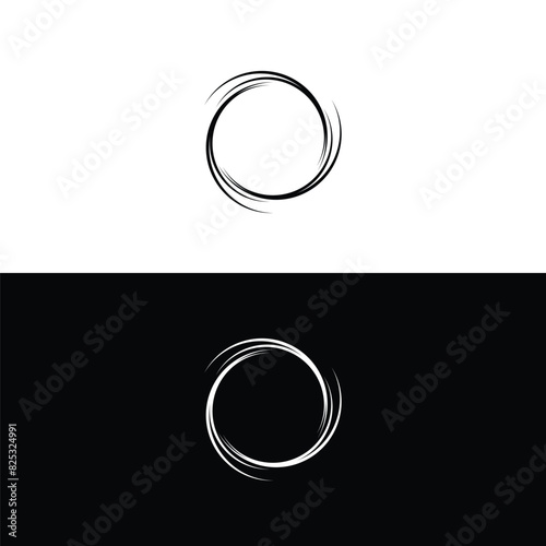 Black and white circle vector logo template design . Circle vector logo template design