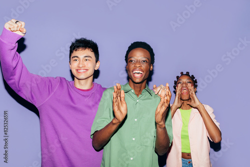 Teenagers cheering photo