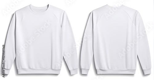 Set of White Tees, Sweatshirts, and Sweaters: Front and Back View Mockup Template for Graphic Design on White Background Cutout
