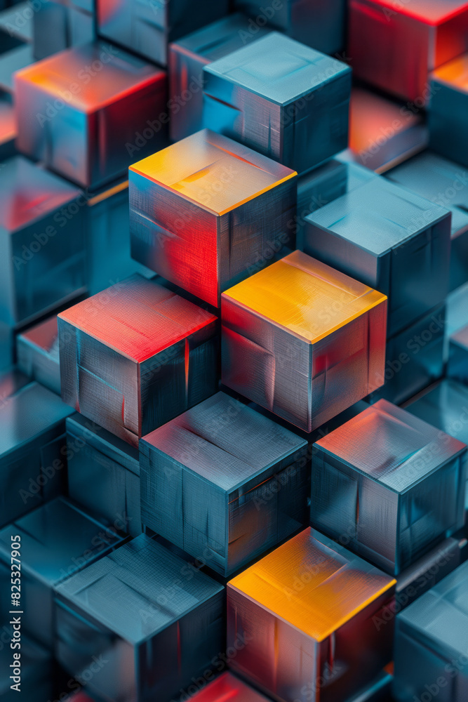 Abstract isometric background with overlapping rhombuses creating a 3D effect, Abstract isometric background with overlapping rhombuses creating a 3D effect,