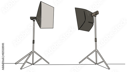 Continuous Soft Box Light Isolated flat color. Concept photography,business,digital vector illustration