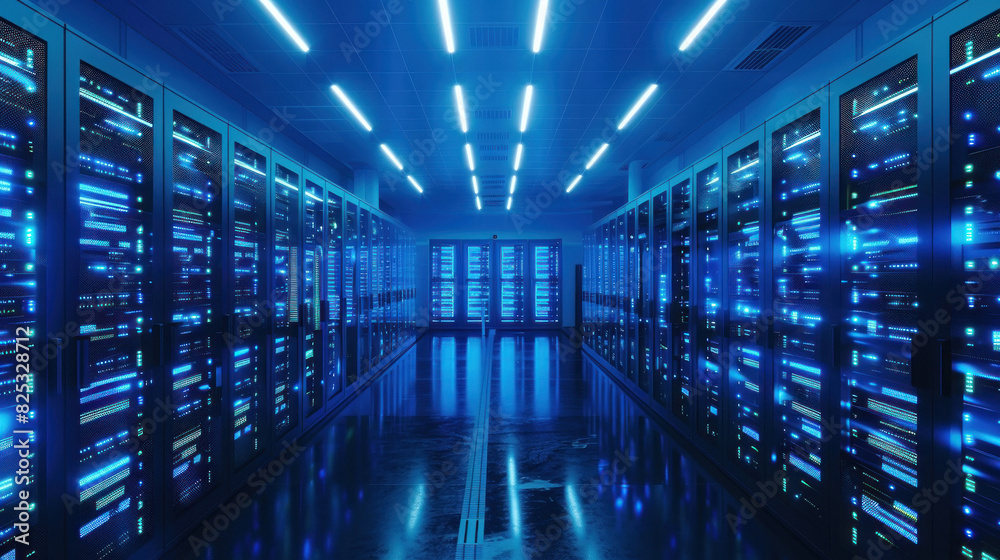 Server room interior at datacenter Server room interior at datacenter