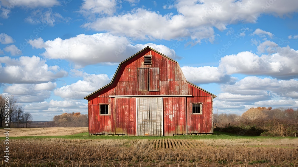 Rustic old barn surrounded by grassland and forest landscape. Rustic old barn surrounded by grassland and forest landscape.