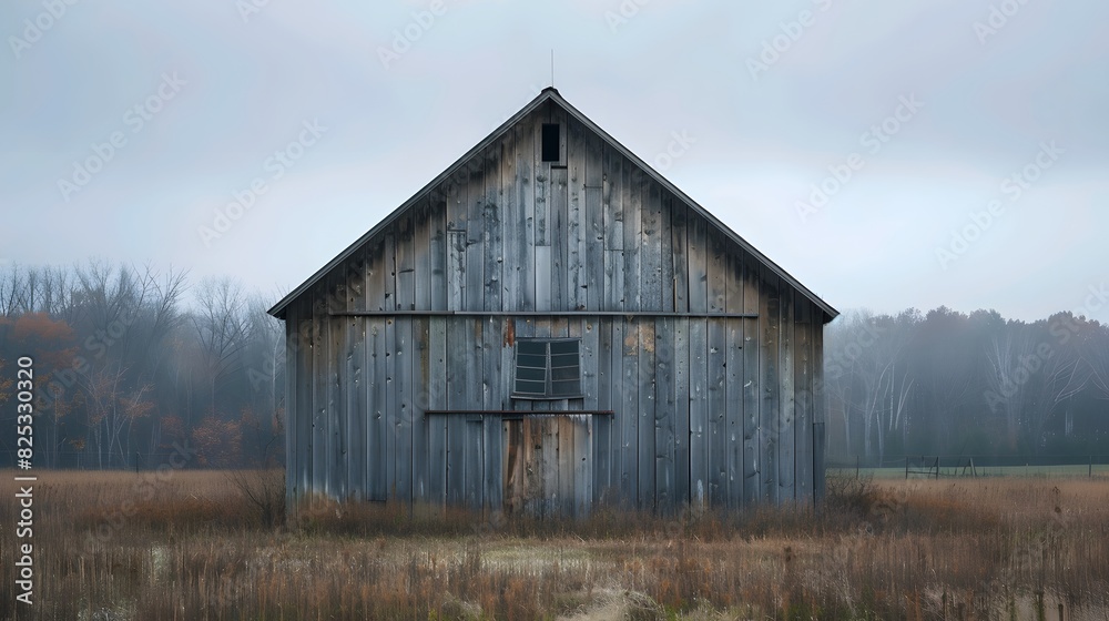 Rustic old barn surrounded by grassland and forest landscape. Rustic old barn surrounded by grassland and forest landscape.